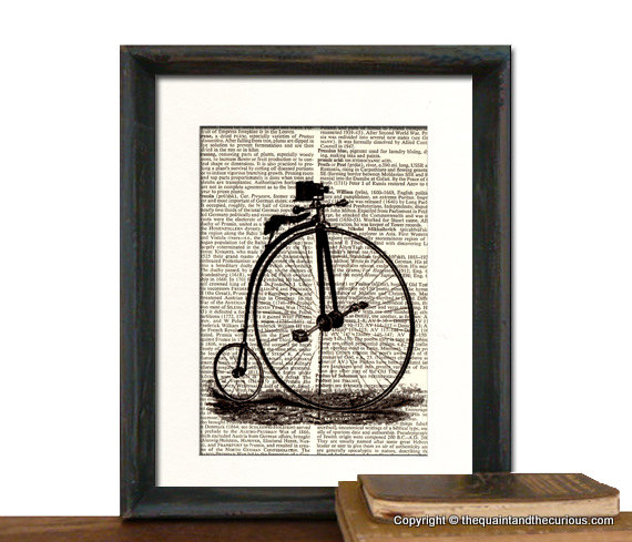 Bicycle Art Print - Mothers Day Fathers Day Graduation Gift Present - Home Office Decor MATTED
