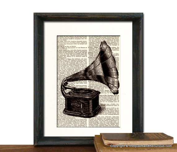 Victrola Art Print - Mothers Day Fathers Day Graduation Gift Present - Home Office Decor MATTED