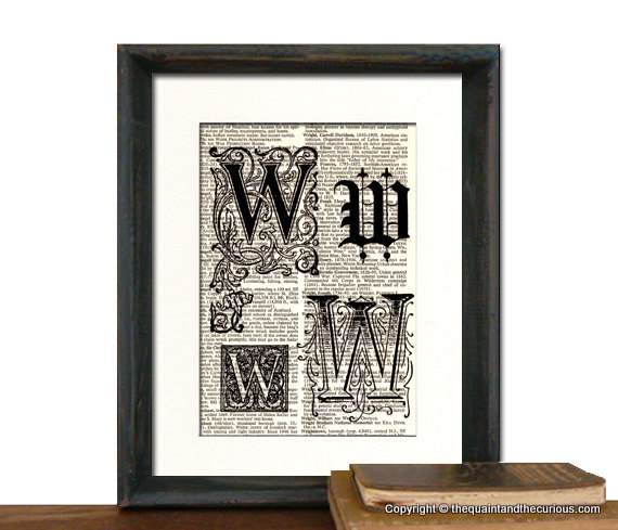 Letter W Monogrammed Gift Personalized Initial Art Print - Wedding Mothers Day Fathers Day Graduation Home Office Decor - MATTED