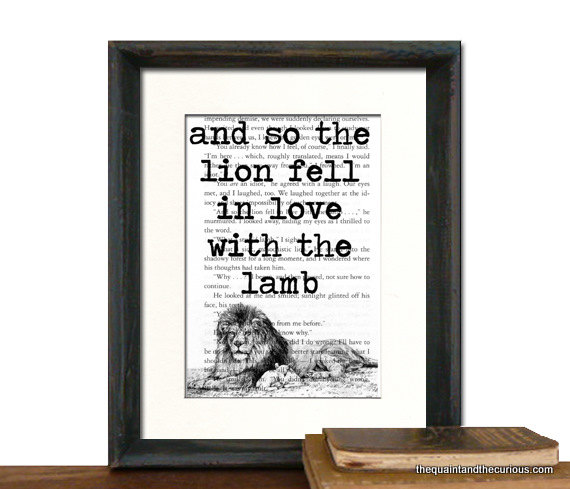Twilight Art Print Decor - The Lion Fell In Love With The Lamb on Twilight Book Page - MATTED