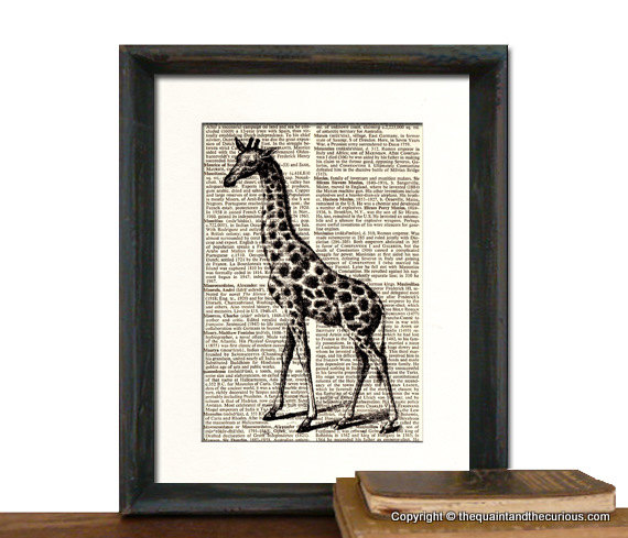 Giraffe Art Print - Mothers Day Fathers Day Graduation Gift Present - Home Office Decor MATTED